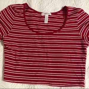 Red and white crop top